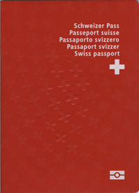 Elektronischer Schweizer Pass mit RFID Symbol (Quelle: Wikipedia)